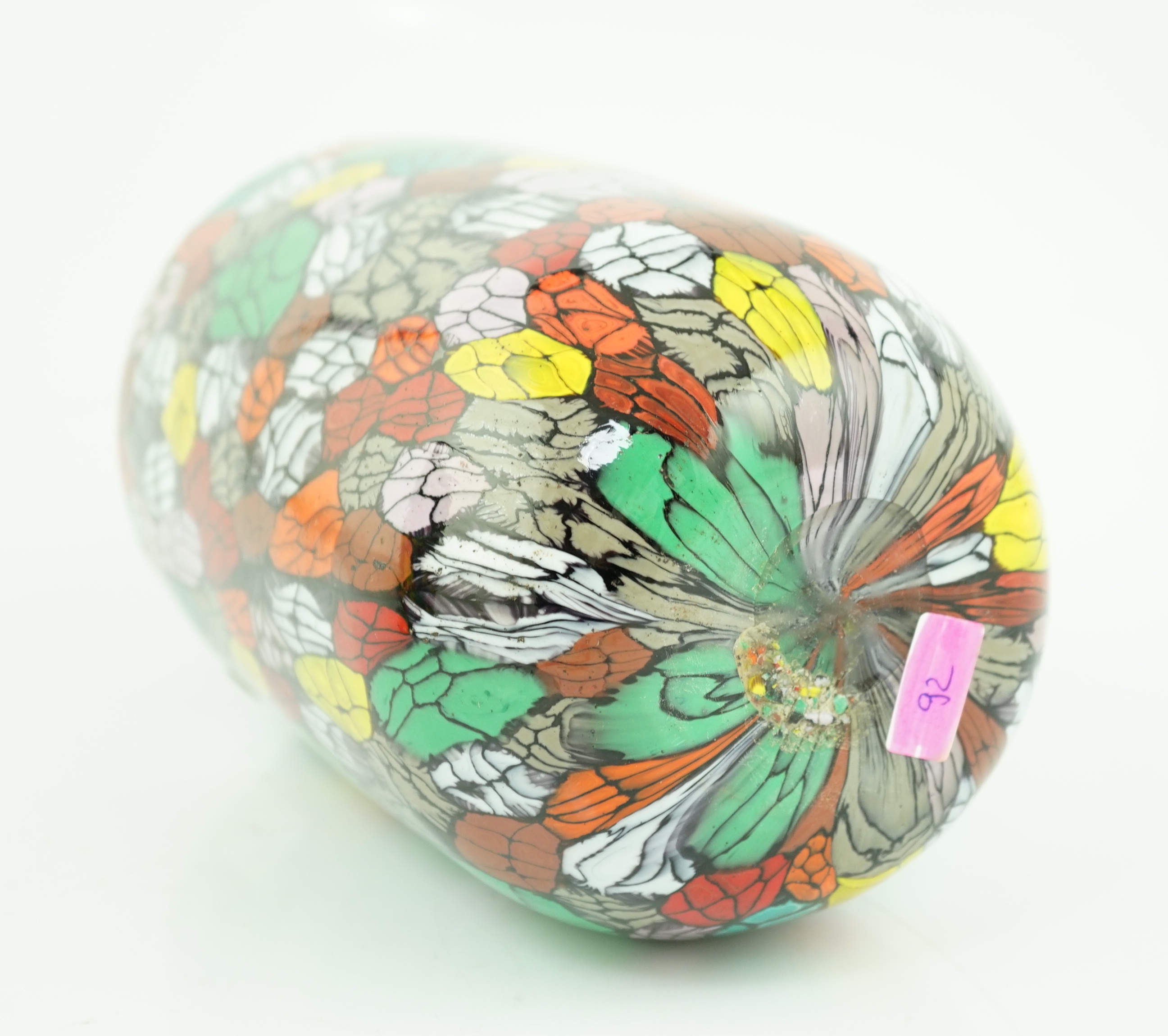 Vittorio Ferro (1932-2012) A Murano glass Murrine vase, with a multicoloured leaf design, signed, 27cm, Please note this lot attracts an additional import tax of 20% on the hammer price